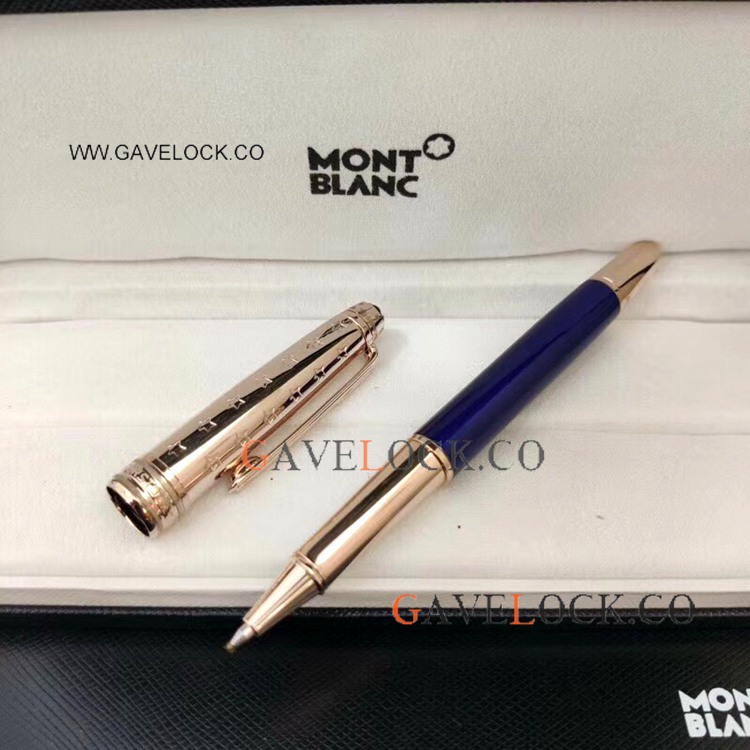 AAA Grade Copy Le Petit Prince Blue Rose Gold Rollerball Pen